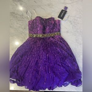 Never worn Sherri hill purple strapless dress size 4
